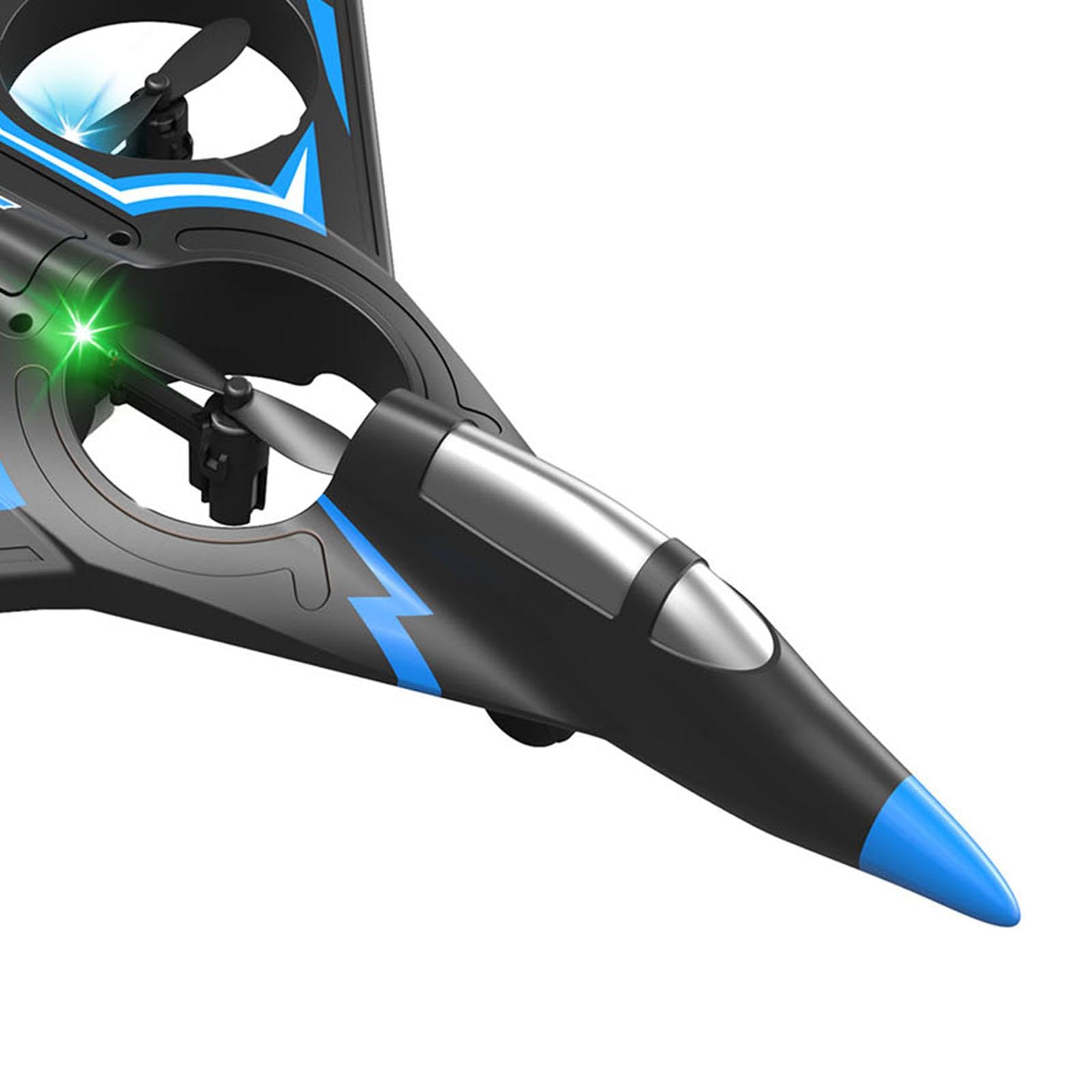 Avión RC de Espuma, Planeador de, a Prueba de Colisiones, Evita Obstáculos, Modelo de Avión de de Control Remoto de 2,4 GHz, Azul con 2 Batería