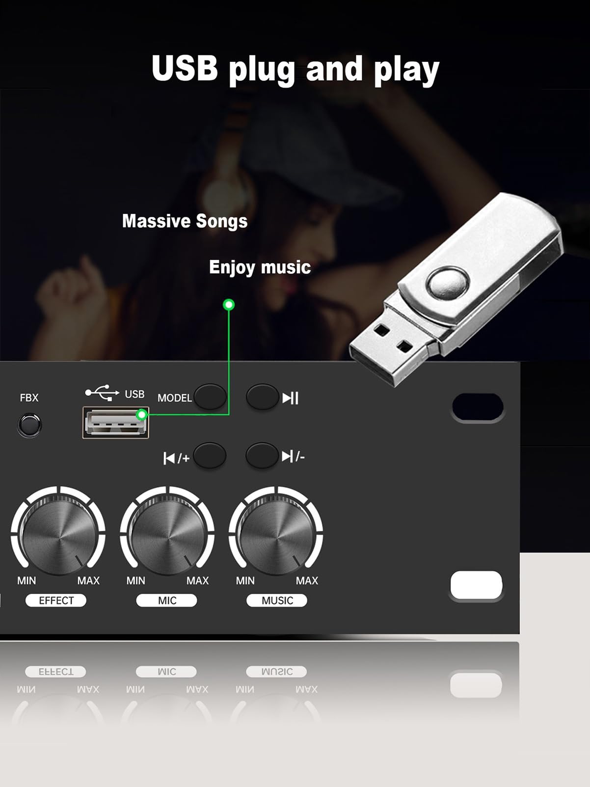 HFDJRWK Equalizzatore Digitale Ktv, Processore di Effetti Preamplificatore Digitale con Schermo LCD, Adatto for Sistemi di Riverbero Domestici e Karaoke