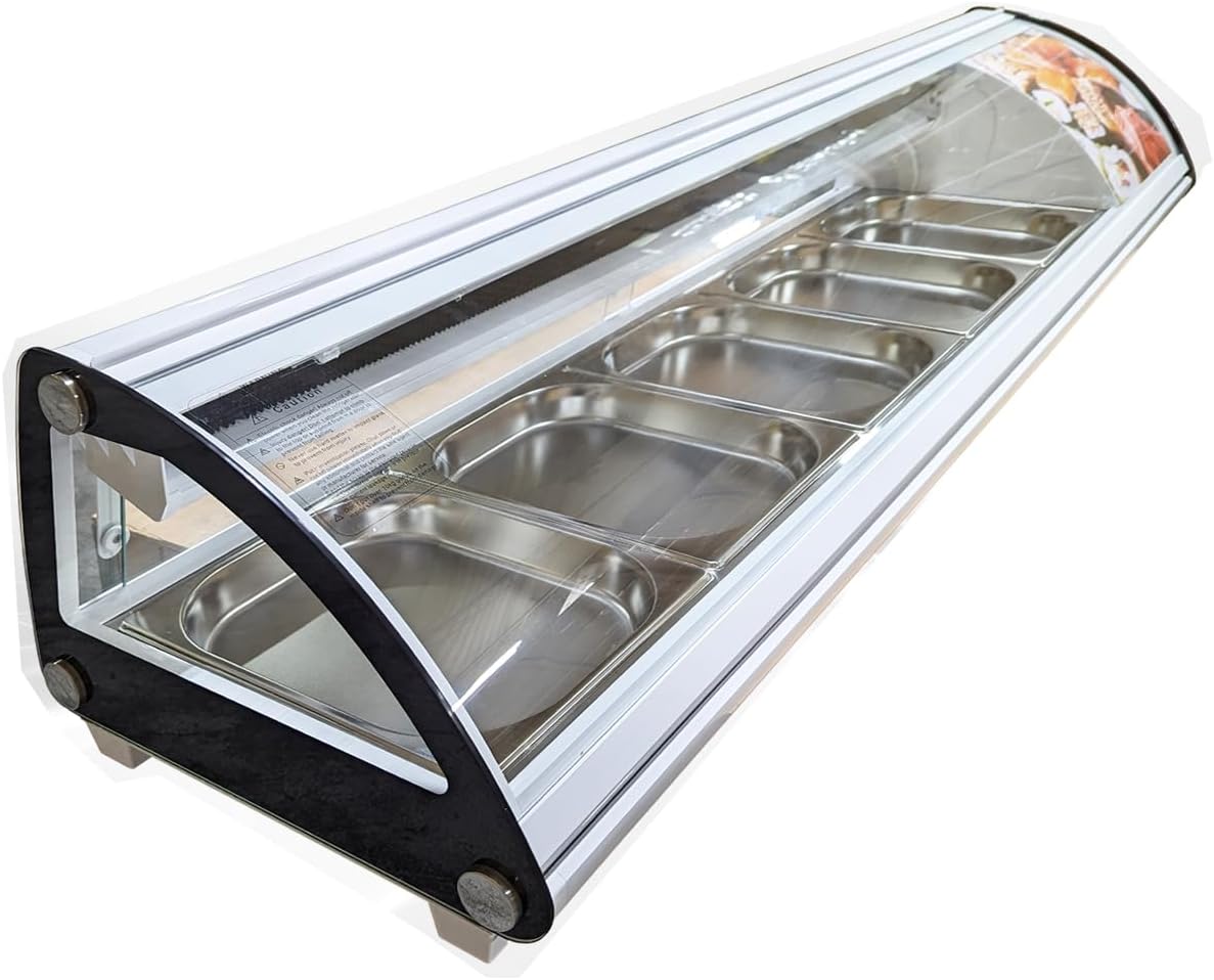 Refrigerated Sushi Display Cooler Case Countertop 8 Pan Commercial Refrigerator ; LED Lighting; 69" Wide NSF ETL cs-103
