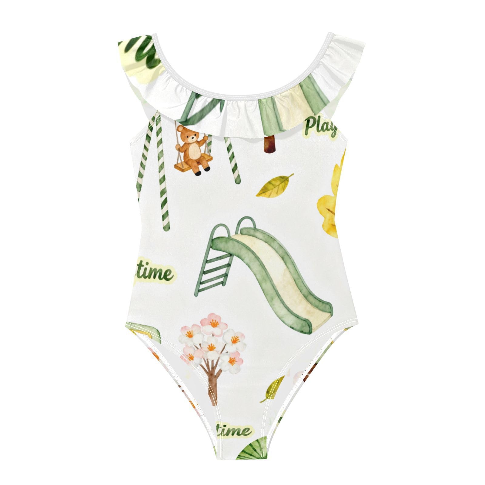 Traje de baño para niñas verde suave piscina playa infantil 7