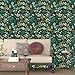 Dark Green Floral Wallpaper Peel and Stick Green Golden Leaf Wallpaper Vintage Floral Contact Paper Waterproof Self Adhesive Boho Delicate Wall Paper for Cabinet Rooms Desk Locker 17.5in x32.8ft