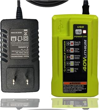 OP403 40V Lithium Battery Charger Replace Ryobi OP403 OP404 W/USB Plug in to Charge OP4015 OP40201 OP4026 OP4026A OP4030 OP40301 OP4040 OP4060 OP4060A OP40601 OP4050 OP4050A ...