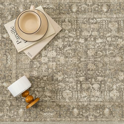 Brown Runner Rug 2x6 Hallway Machine Washable Kitchen Vintage Distressed Non Slip Long Carpet Indoor Retro Floral Bedroom Accent Throw Rug for Bathroom Office Laundry Dining Room