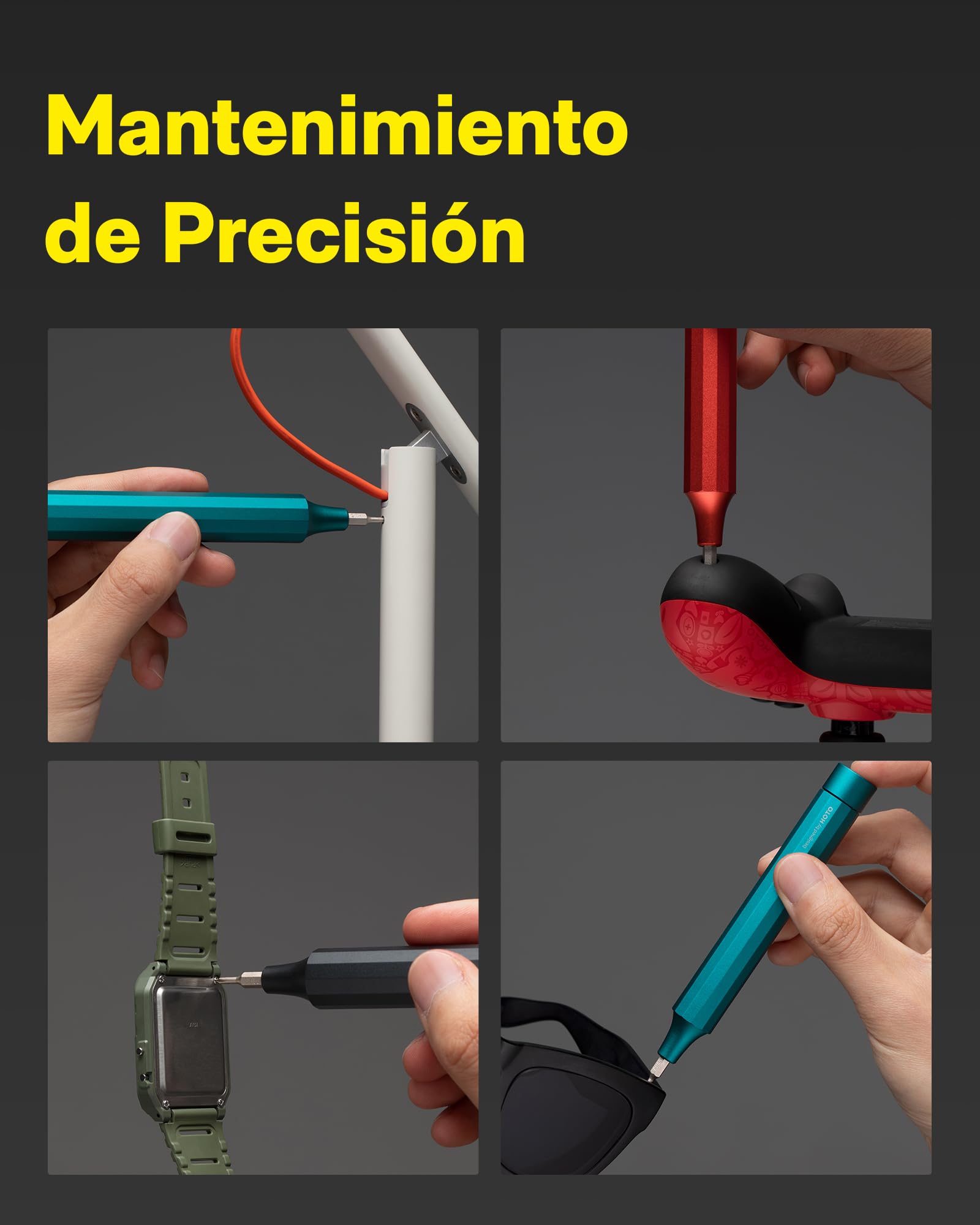 HOTO Juego de Destornilladores de Precisión 24 en 1, Kit de Herramientas Mini con 24 Puntas de Acero S2, Forma de Bolígrafo Manual, Ideal para Electrónica, Anteojos y Pulseras, Gris Pizarra，Regalos