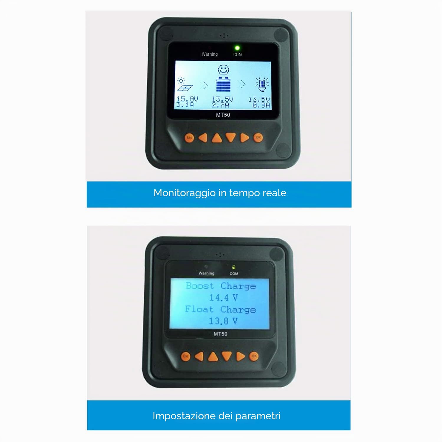 EPEVER MPPT regolatore di carica solare 40A 12V/24V Tracer4210AN + misuratore remoto MT50 Monitor + RTS per regolatore di carica del pannello solare con display LCD (Tracer4210AN + MT50+RTS)