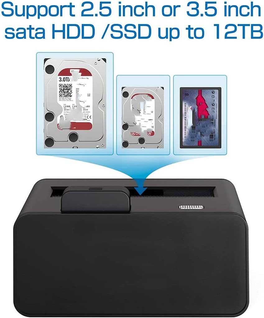 USB 3.0 to SATA Hard Drive Docking Station Pop Up Button, 2.5,3.5-inch HDD SSD Station UASP Support 10TB