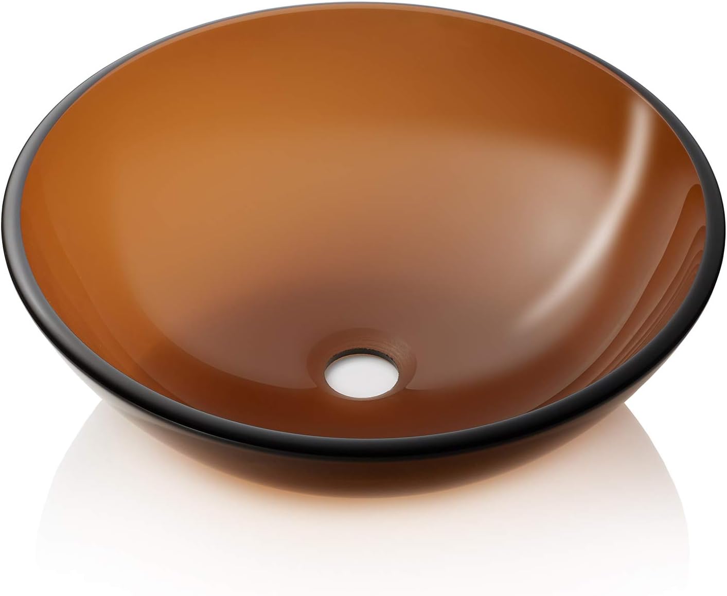 Miligore Modern Glass Vessel Sink - Above Counter Bathroom Vanity Basin Bowl - Brown