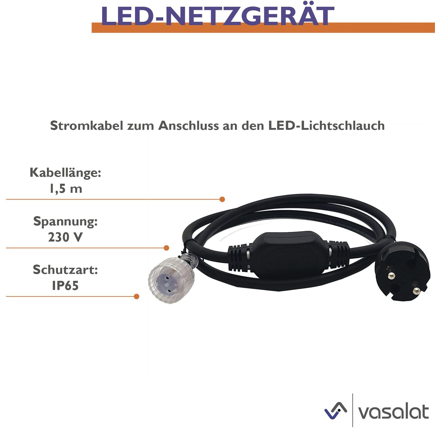 LED'S WORK LED Schlauch 50m Led Lichtschlauch - 370W 40000lm, 5000k Lichtband mit 230V Stromkabel
