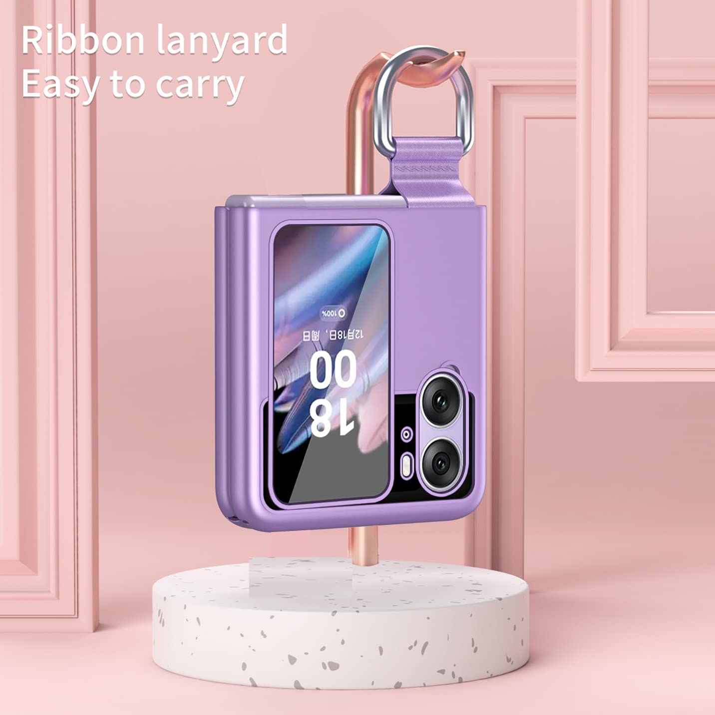 BORYA Etui do OPPO Find N2 Flip, ultracienka, luksusowa okładka z silikonu PC, odporna na wstrząsy, jedwabna, matowa, elegancka, składana obudowa z ochroną przed zarysowaniami z 360° pierścieniem