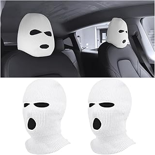 JNNJ 2 Pieces Personalised Breathable Headrest Cover, Washable Headrest Covers for Cars, Car Dustproof Headrest Cover for Car, Motorhome (White)