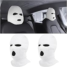 JNNJ 2 Pieces Creative Car Headrest Cover, Automotive Washable Head Rest Covers, Personalized Breathable Head Rest Cover, Car Dustproof Headrest Cover for Vehicle, Minivan, Automotive, RV(White)
