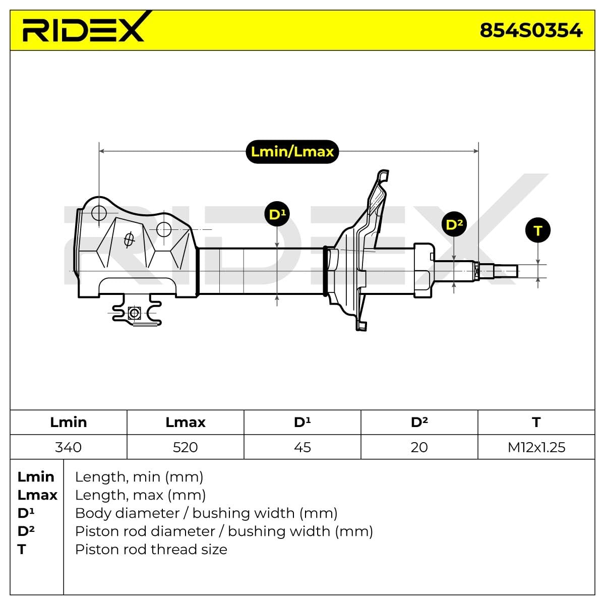 RIDEX 854S0354 2x Ammortizzatore Anteriore Compatibilità con TOYOTA Yaris Hatchback P1