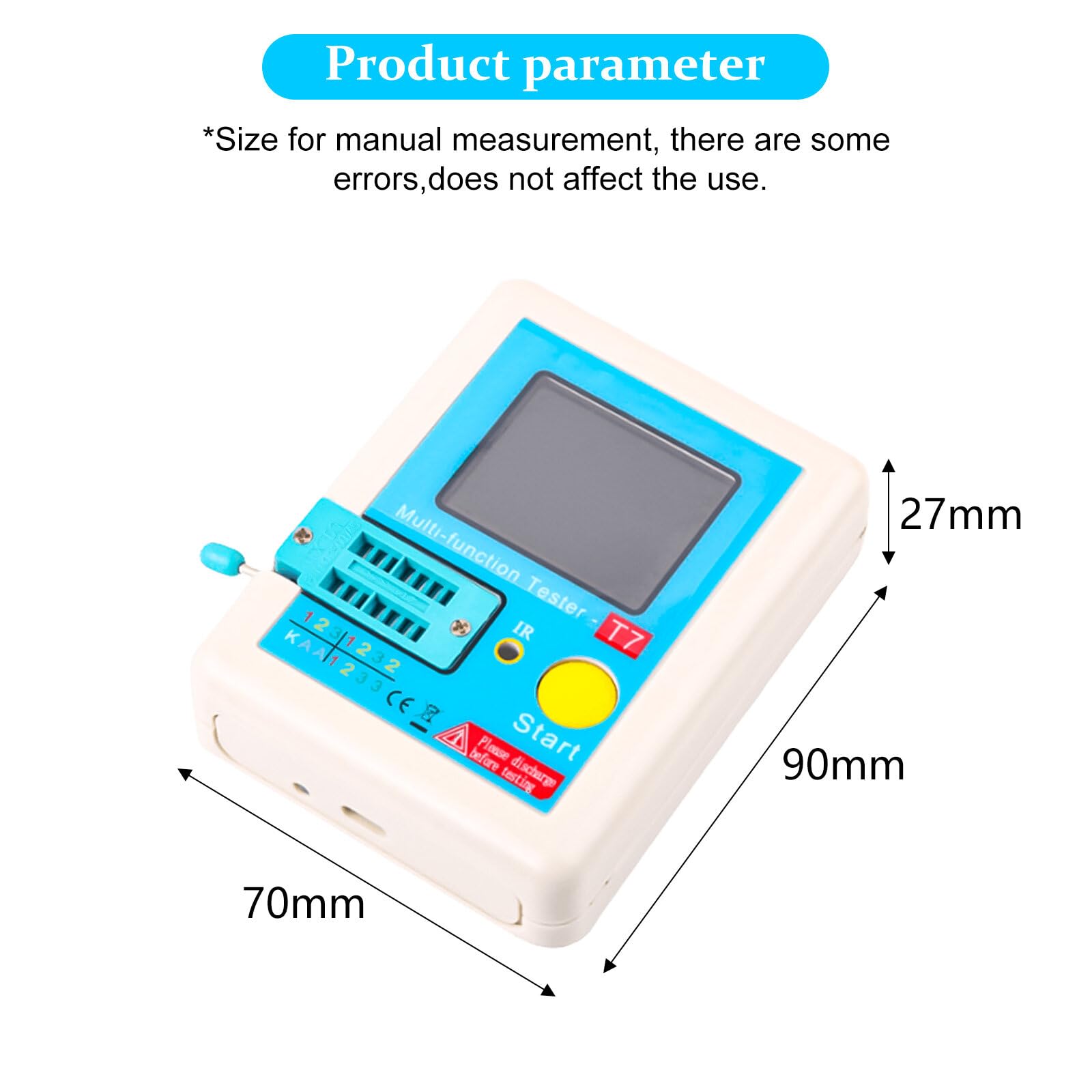 LCR-T7 Transistor Tester: Tragbar Multifunktionaler TFT Transistor-Tester, Transistor Tester mit Farbe Anzeige Display, Kapazitiv Widerstand Detektor für Dioden Trioden, Transistor