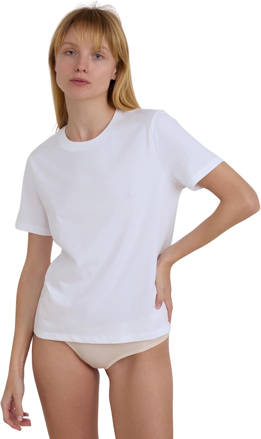Organic Basics Womens True Regular Cotton Crew Neck Short-Sleeve Tee