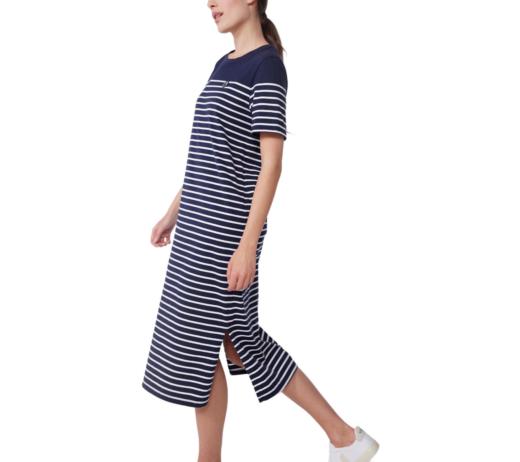 Petit Bateau Damska sukienka z krótkim rękawem, Niebieski/biały, XS