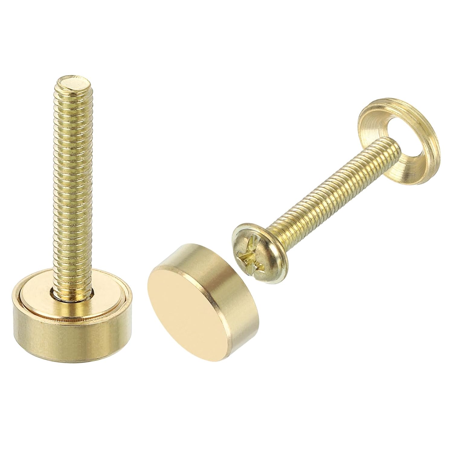 16Pcs Decorative Brass Screws with Caps, 12mm Mirror Screws Nails for Cap Covers, Fixings for Decorative Mirror Furniture, Gold