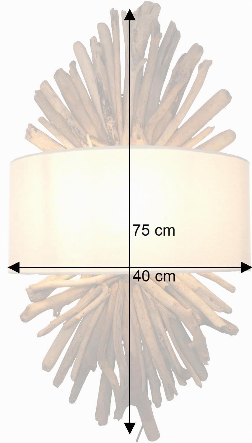 Handgefertigte Wandleuchte aus Treibholz und Baumwolle, Modell Marika | Natürliche Materialien, einzigartiges Design, perfekte Beleuchtung für jeden Raum.