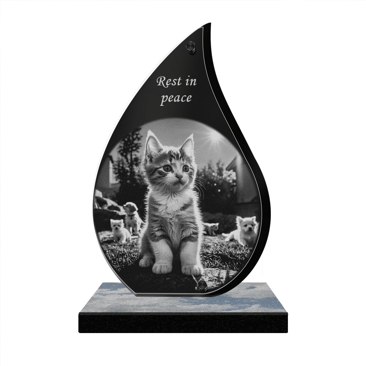 ETERNEL - Personalized Memorial Plaque Glow - Kitten, Cat, Animal - Customizable text, laser-engraved memorial plaque for tribute, tombstone, funeral, ceremony, commemoration