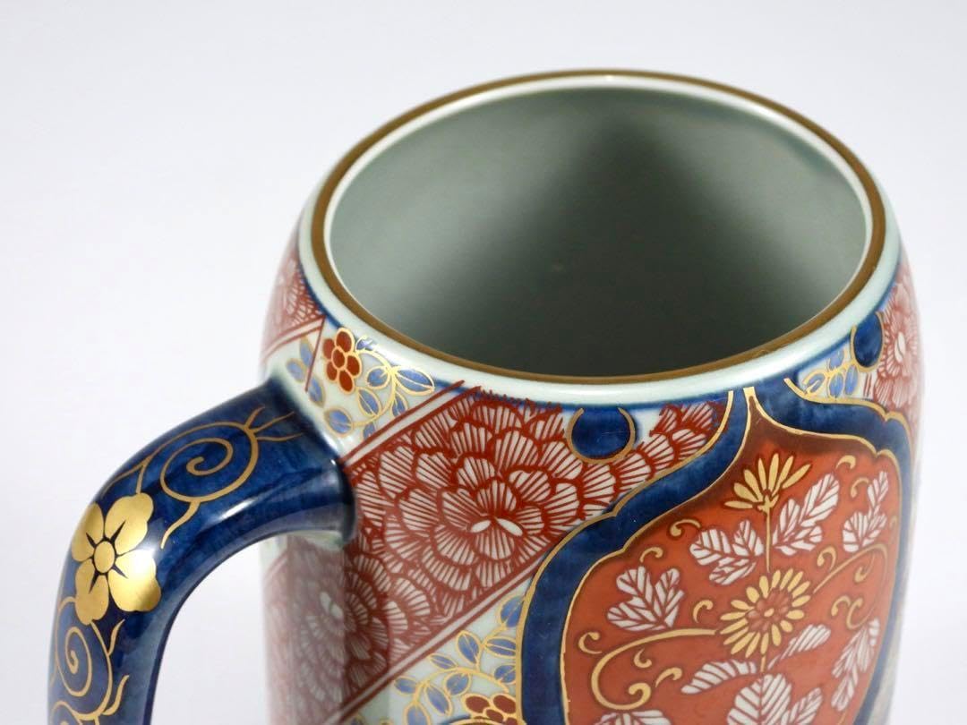 林九郎窯 二方割木甲牡丹 ジョッキ ビアジョッキ ビールジョッキ 金縁 金彩 林九郎窯 二方割木甲牡丹 ジョッキ ビアジョッキ ビールジョッキ