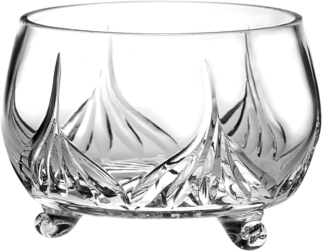 Crystal Bowl - 8" D - By Barski - European Quality - Cut Crystal - 8" Diameter - Footed - Serving - Bowl - Made in Europe