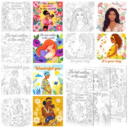 Honoson 6 Pcs 6 Inch Pre Drawn Outline Canvas Paint Kit with Pictures for Adults Paint Party Stretched Canvas Art Boards Set for Adult Beginner (Mother's Day)