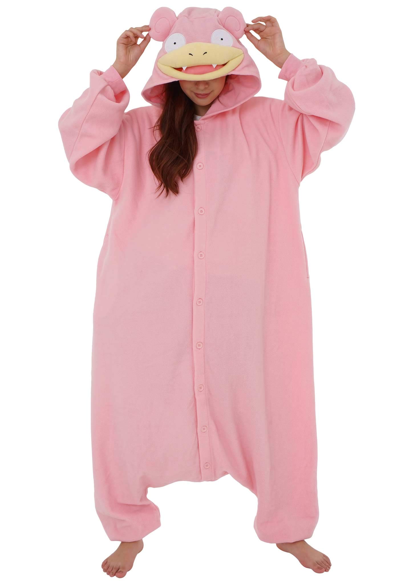 Sazac Unisex Pink Kigurumi - Pokemon - Slowpoke - Onesie Jumpsuit Halloween Costume, Xl