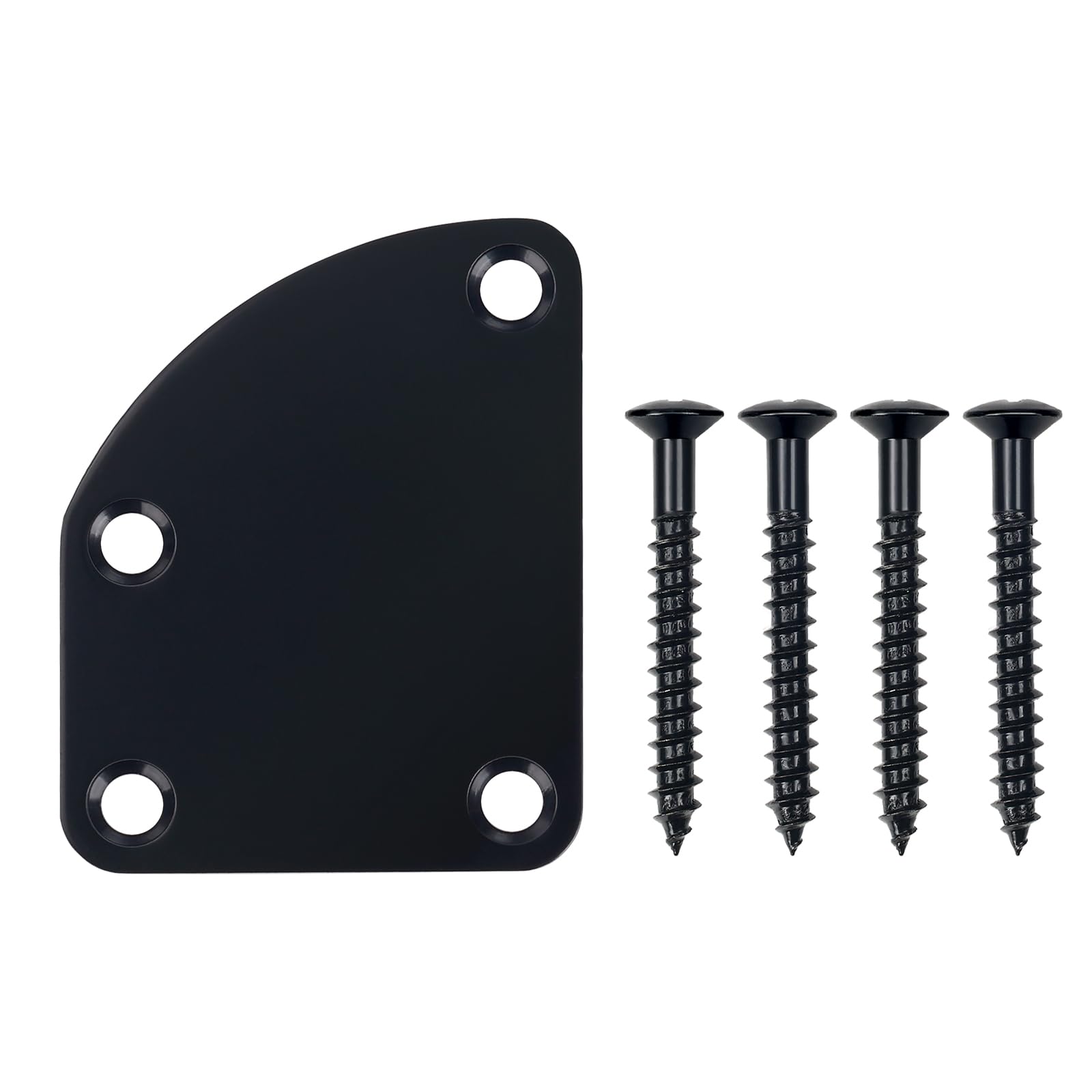 Banworks Guitar Neck Plate 4 Holes Semi Round Curved Edge Neckplate Metal Guitar Reinforcement Neck Plate Neck Joint Back Mounting Plate for Fender Strat Tele Electric Guitar JT/JQB-02 Black