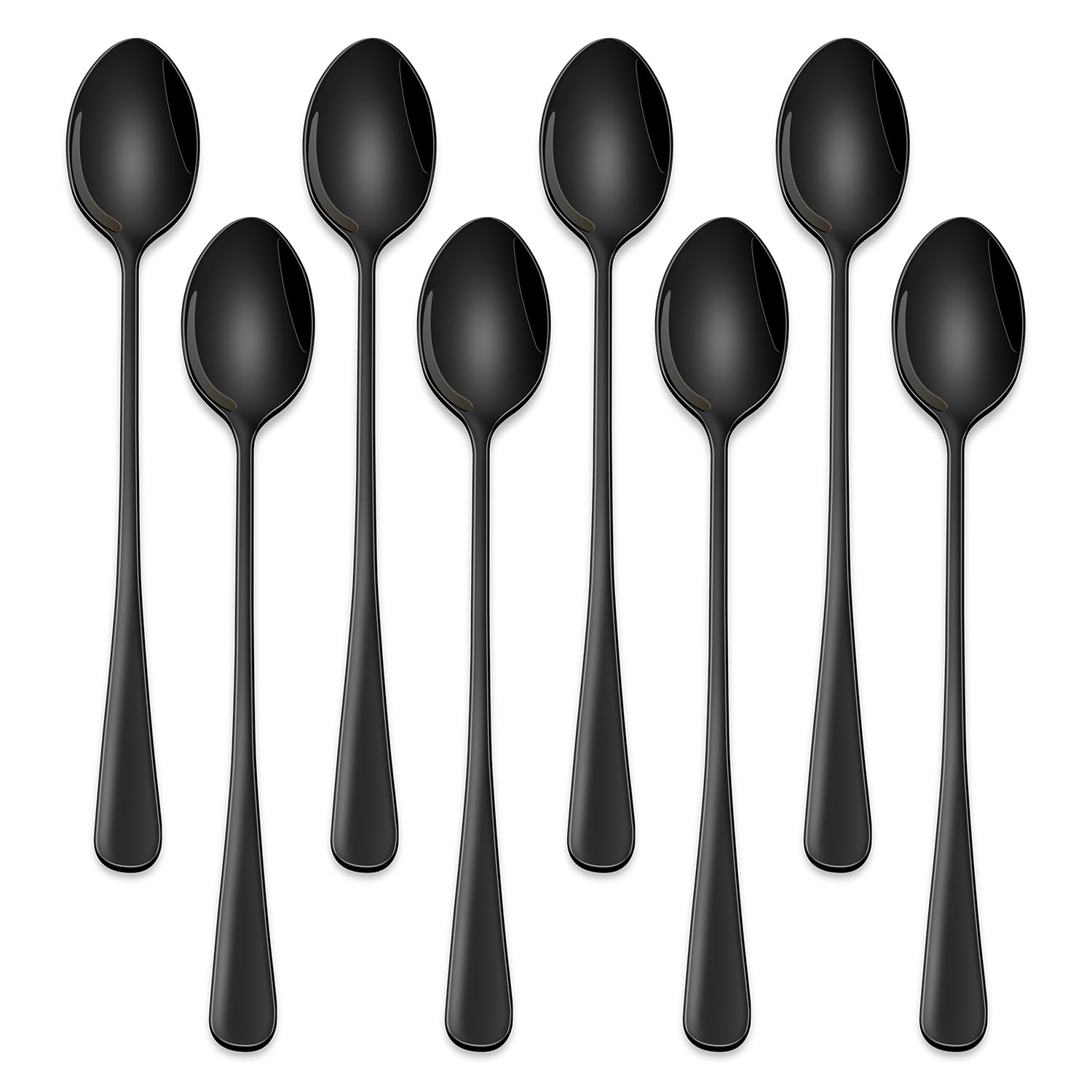 7.5 Inches Black Coffee Stirring Spoons Set,Set of 8 Stanless Steel Iced Teaspoons,Long Handle Mixing Spoons for Cocktail and Sundae,Long Ice Cream Spoons โ image 1