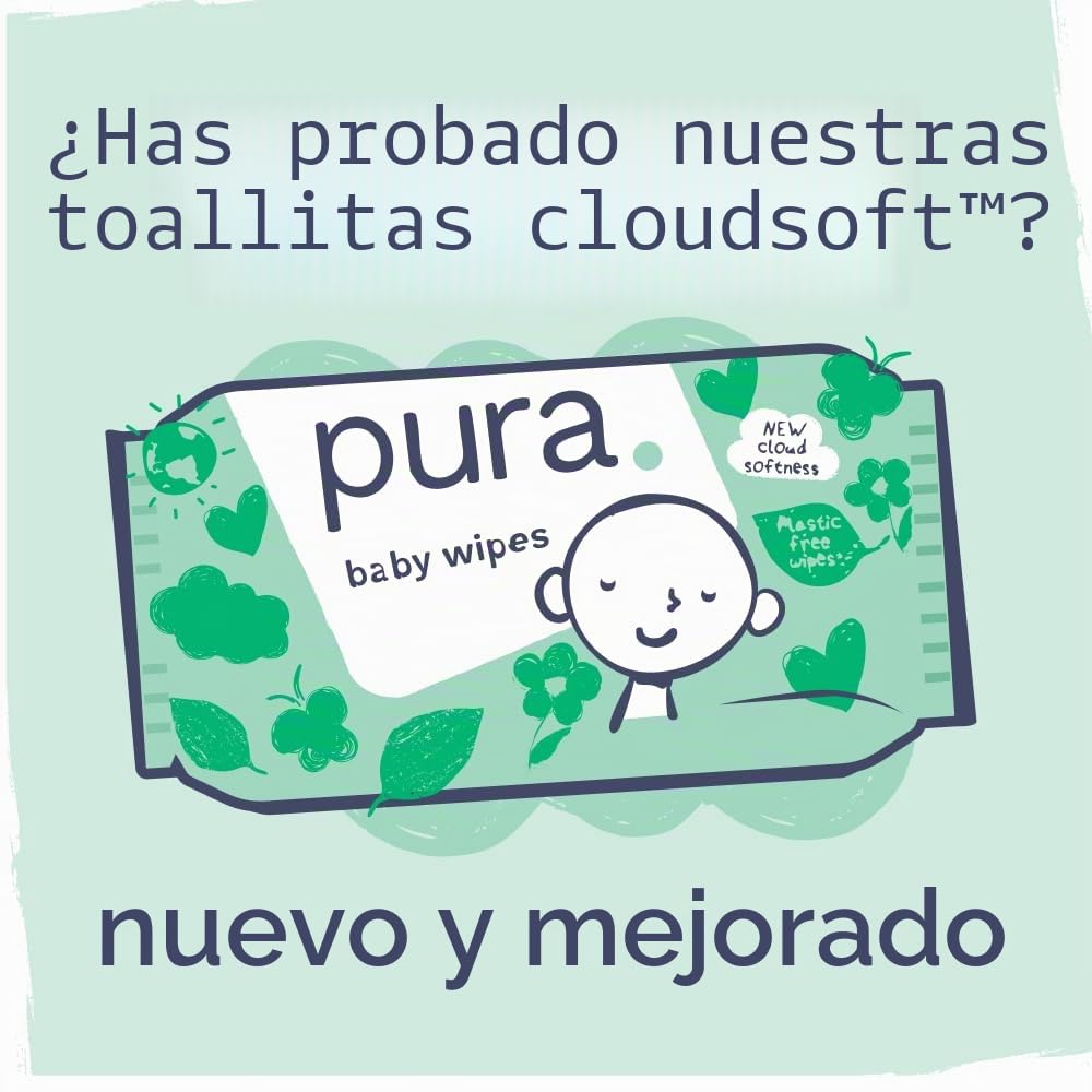 Pura Pañales para Bebé Talla 3, 156 Unidades, 4-9kg, Ultra Suaves, Hipoalergénicos y para piel sensible, sin sustancias tóxicas, Tecnología Blowout Blocker™, hasta 12 horas de protección contra fugas*