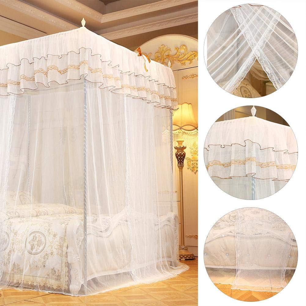 Fdit Luxury Princess Four Corner Post Bed Curtain Canopy Netting Net Bedding 4 Corner Canopy Curtains Bed Canopy for Girls Kids Bedroom Decor(180 * 200 * 200)
