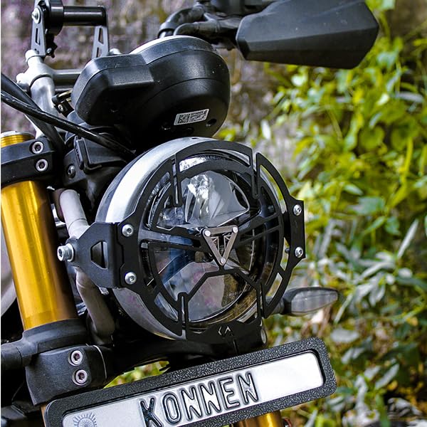Image of Headlight Guard | Headlight Protector Grill | Guard Compatible with Triumph Speed 400 | speed T4 | Scrambler 400X | Scrambler 400XC (Black, Pack of 1)