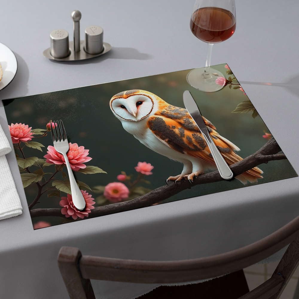 Set de table chouette effraie x6 pour protéger la table des rayures et taches de repas
