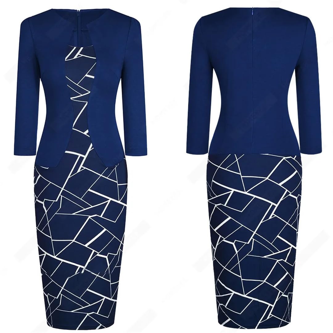 Vestido De Tubo Ajustado para Mujer Elegante De Una Pieza Formal De Negocios con Estampado Floral Vintage para Trabajo De Dama Y Oficina