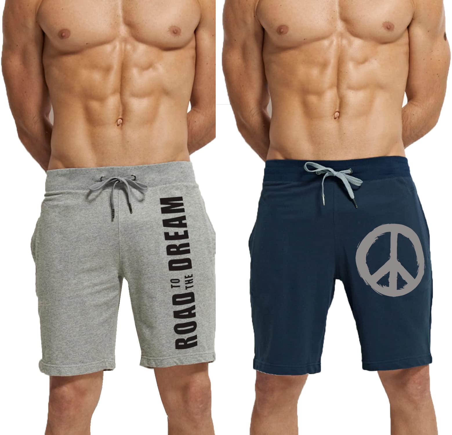 south city Men Cotton Grey & Blue Regular Shorts - Peace-picture-21