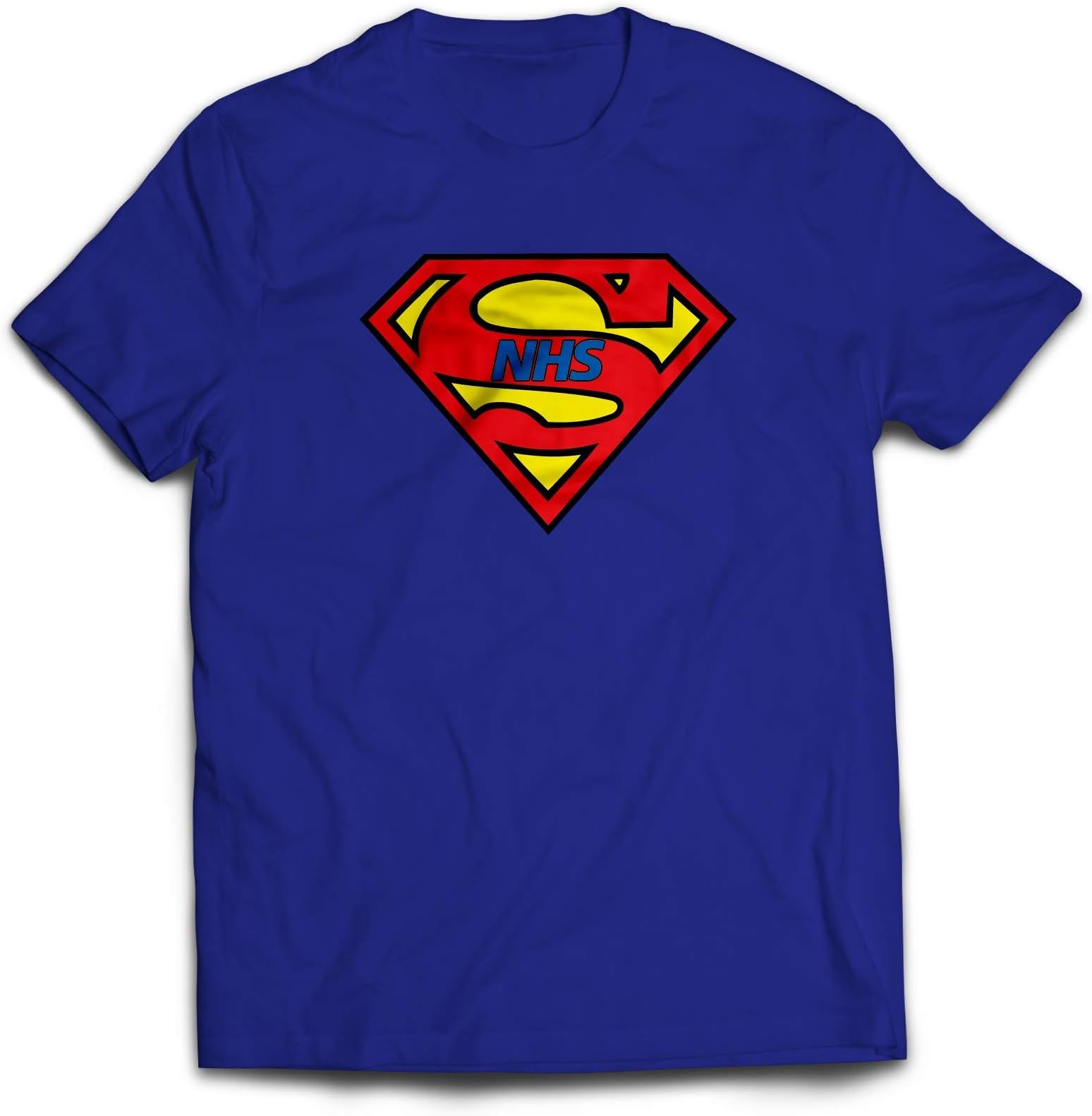 NHS Superman T-Shirt- Doctors Nurses Workers Presents Gifts Pride Support Career Twin Needle Collar 100% Combed Ringspun Cotton High Stitch Density Extreme Comfort