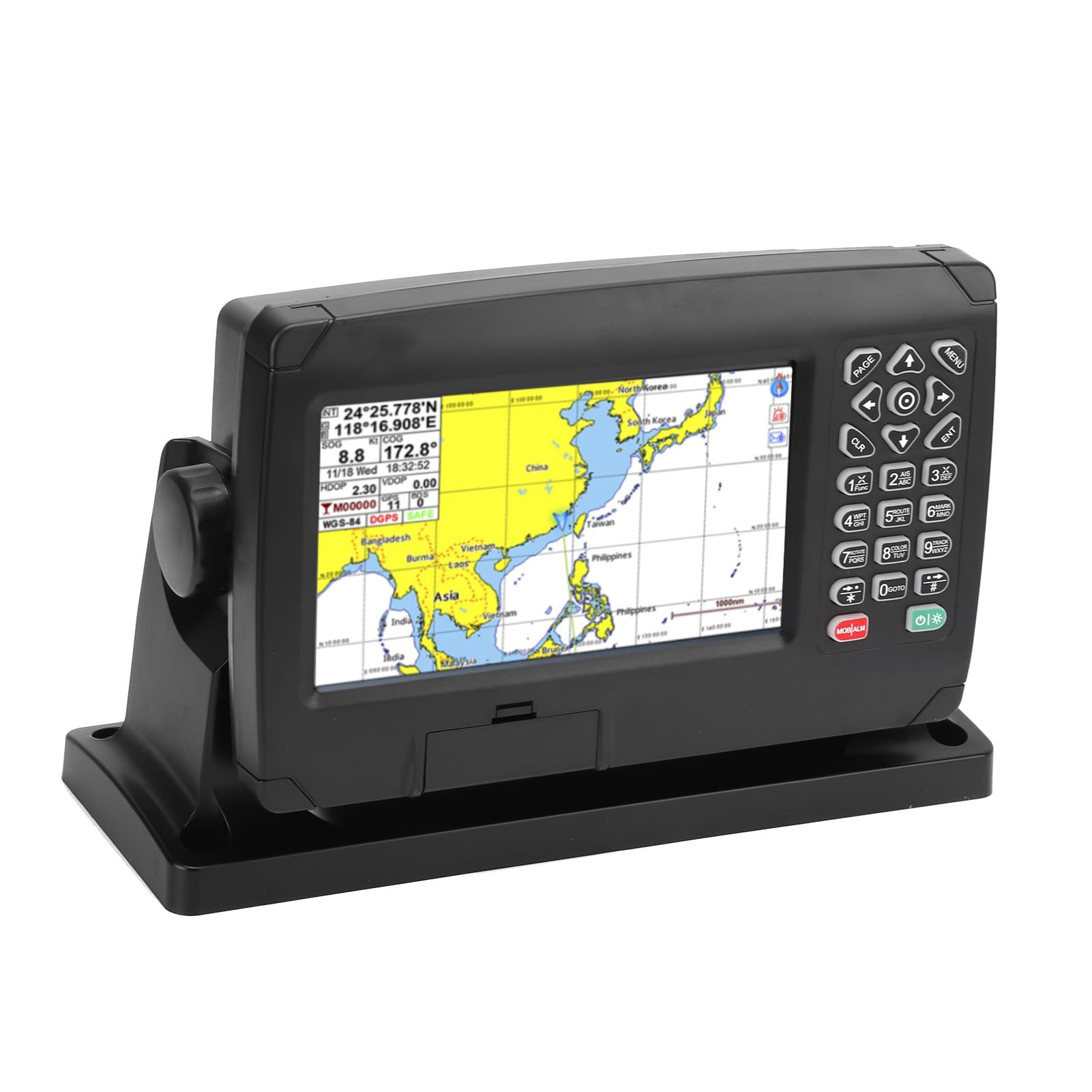 Navigateur GPS par Satellite,IPX6 étanche BDS GPS Positionnement Traceur de Cartes Diffusion Intelligente Système de Carte Double 50000 Points de cheminement pour Bateau, Anglais Seulement