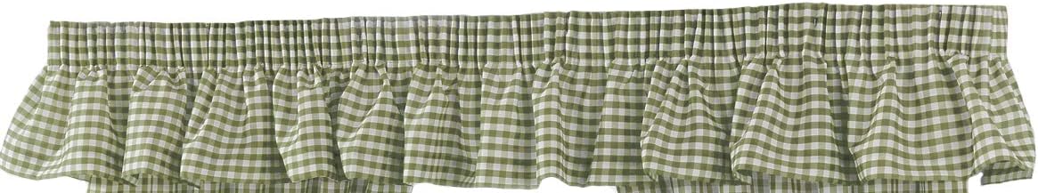 Country LookGingham Check Sage Unlined Readymade Curtain 3 Width (132in - 335 cm) Pelmet