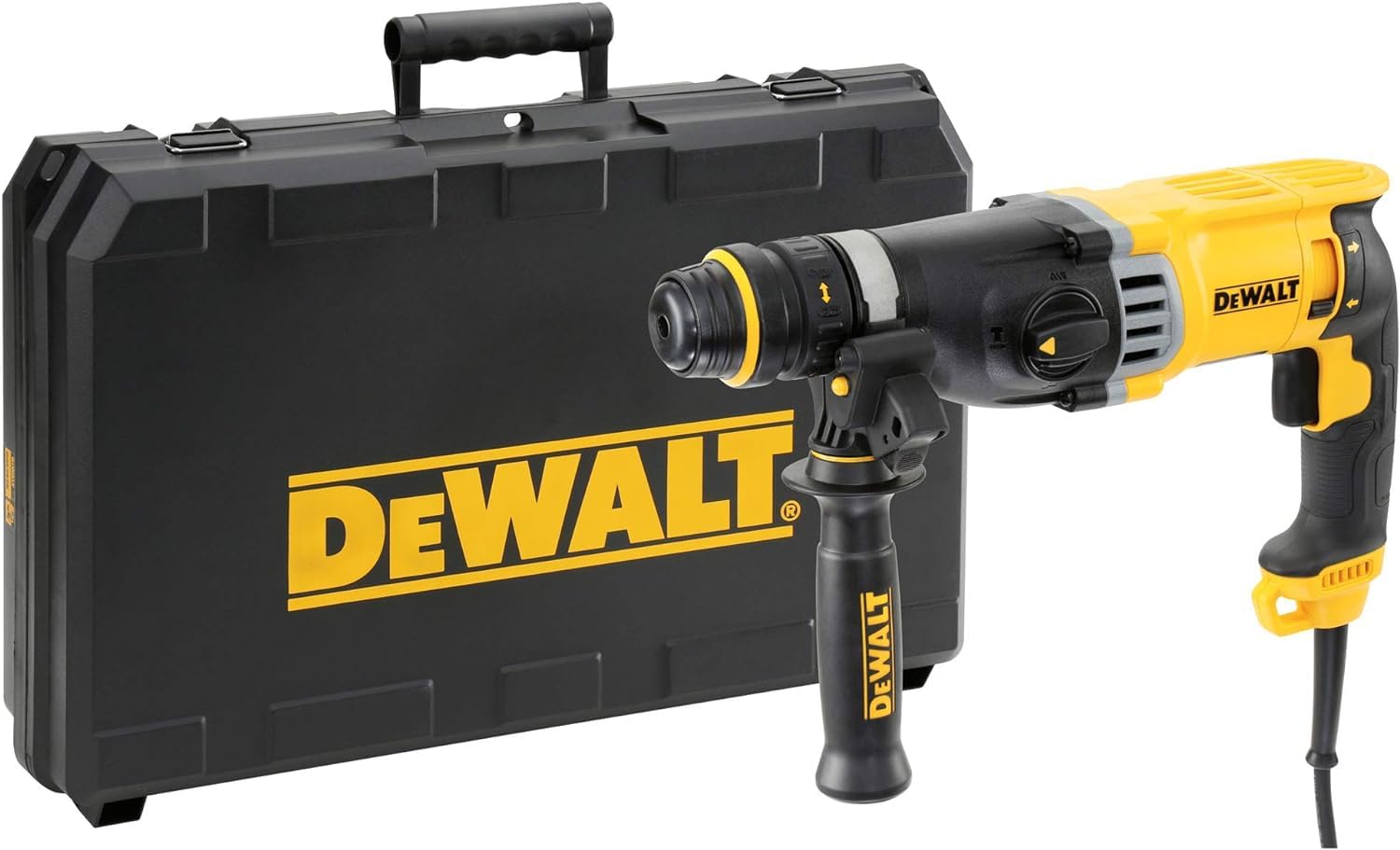 DEWALT D25144K-QS Tassellatore SDS-Plus, 3 Modalita , Doppio Mandrino Attacco Rapido & DT9679 Set di punte per scalpello e trapano, 15 pezzi SDS-plus, 4 scalpelli piatti