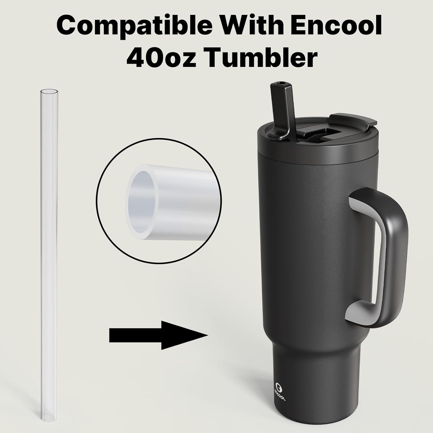 4-Pack Replacement Straws Compatible with ENCOOL 40oz Cup Tumbler