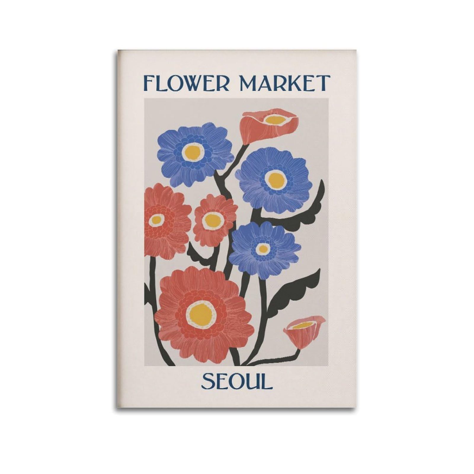xiaoxiaoshen Seoul Flower Market Botanical Canvas Poster Wall Art Prints Room Aesthetic Murals Bedroom And Living Decorations 20x30inch(50x75cm)