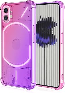 GOKEN Hülle für Nothing Phone (1), Schutzhülle TPU Silikon Handyhülle mit Farbverlauf Design, Transparent Stoßfest Bumper Case Soft Flex Cover, Pink/Lila