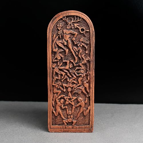 Miniatura 5 de Dryad Design Estatua de Cernunnos - Estatua de Dios con cuernos Wiccan de 8 pulgadas - Decoración de altar pagano para el hogar con acabado de madera