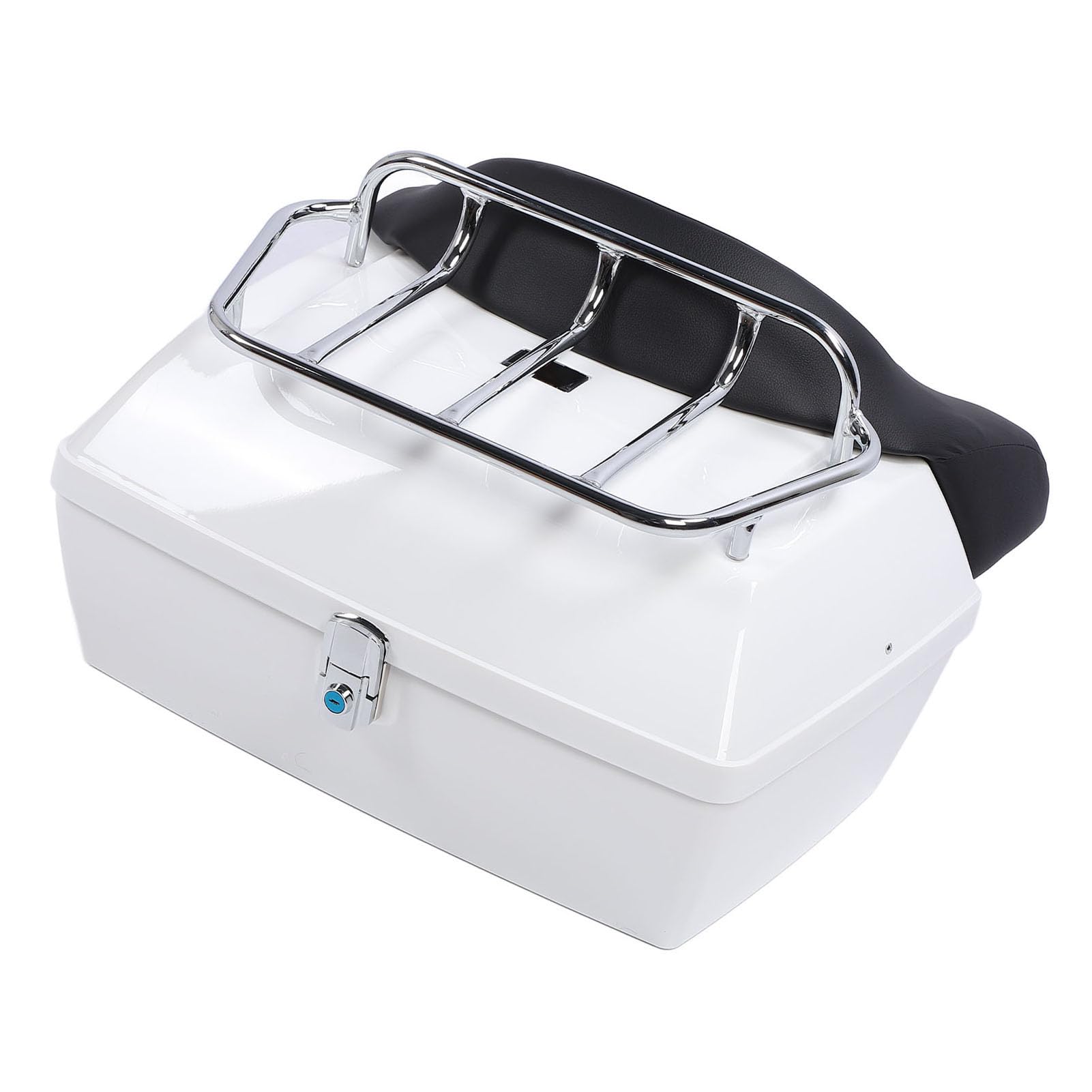 Bauletto Posteriore per Moto Baule Universale Resistente All'acqua da 48 Litri per Caschi Bagagli in Plastica ABS Design Durevole (WHITE)