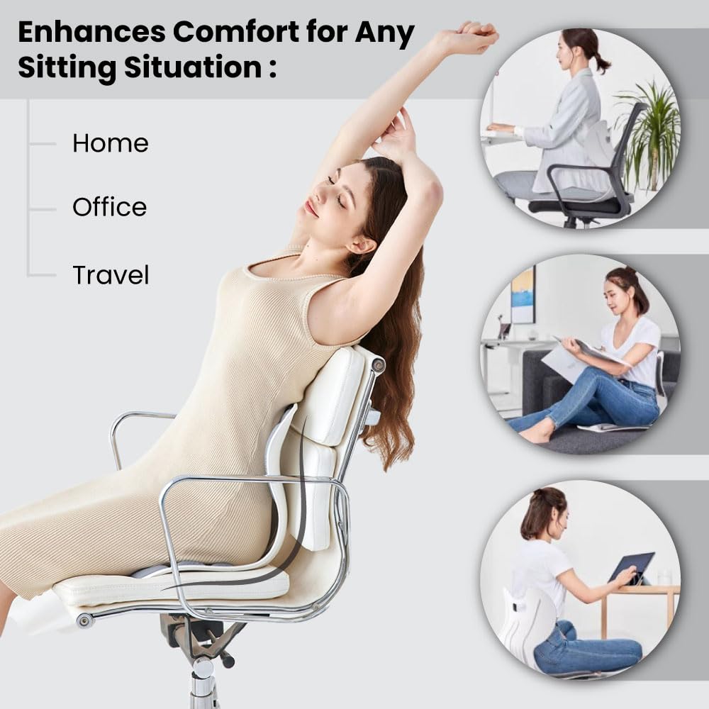 Cojín ergonómico de apoyo lumbar, crema, 15.7 x 13 x 13.4 pulgadas, tamaño estándar, para postura de hombro y espalda, capacidad de 50 a 120 libras
