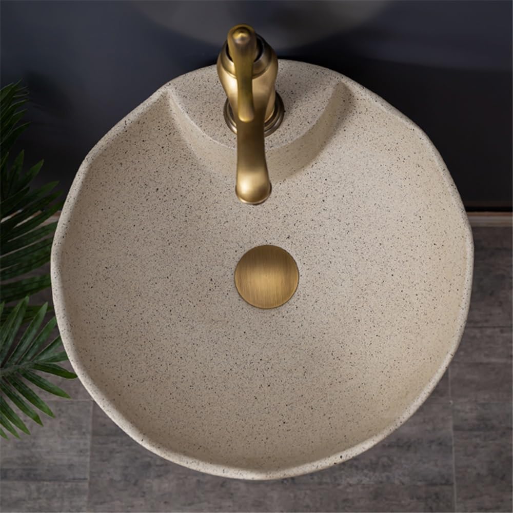 Ceramiczny zlew na cokół do łazienki z kranem i zestawem odpływowym – stylowa konstrukcja oszczędzająca miejsce dla nowoczesnego wystroju, łatwa instalacja
