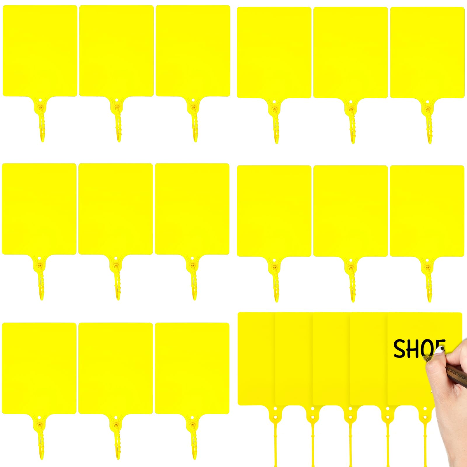 Youyole 200 Pieces Plastic Tags Waterproof Plastic Seal Shipping Tags Logistics Use Big Sign Tie Large Label Tie 250 mm Total Length (Yellow,3.1 x