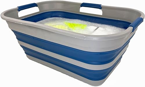 Miniatura 4 de SAMMART Cesta plegable de plástico de 21 litros (5.5 galones), contenedor de almacenamiento plegable y organizador, tina de lavado portátil, cesta