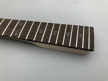 Vetimobato Maple Electric Guitar Neck 22 Fret 25.5inch Rosewood Fretboard Bolt On Unfinished Guitar Neck Replacement Skull Inlay Black Head Guitar Parts