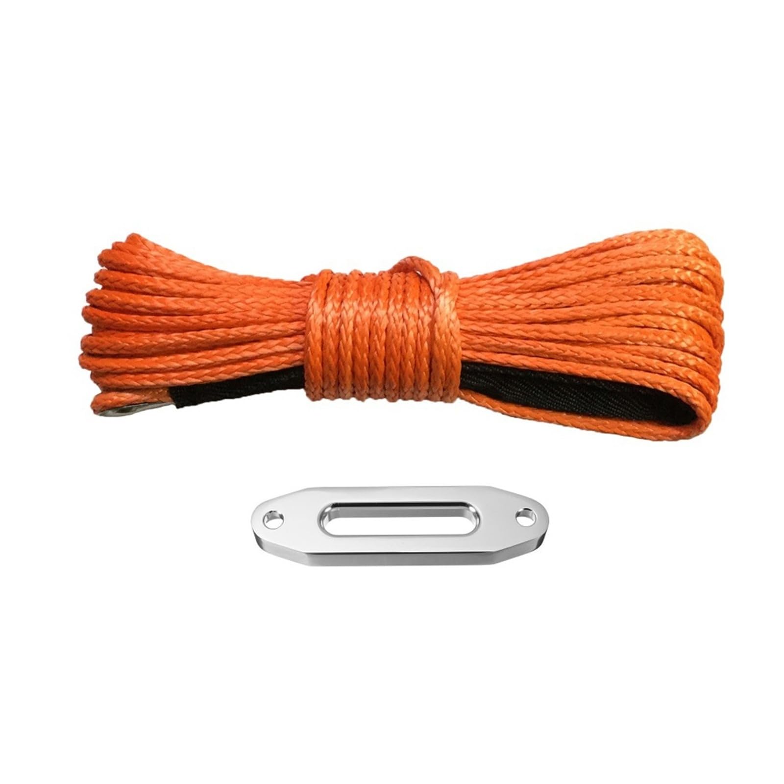Syntetyczna lina wyciągarki 6 mm*15 m z aluminiową prowadnicą liny, zestaw pasów holowniczych do ciężkich prac w terenie o udźwigu 4000 funtów Ultramocny(Black)