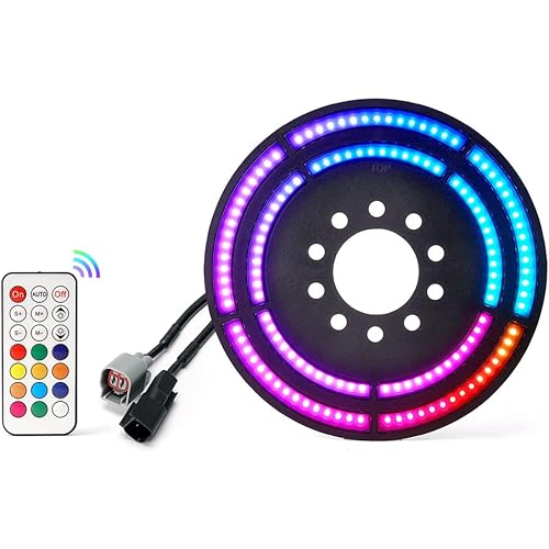 Xprite RF Dancing RGB Spare Tire Brake Light, Dual Ring 3rd LED Rear Wheel Lights Third Tail Lamp Compatible with 2007-2018 Jeep Wrangler JK